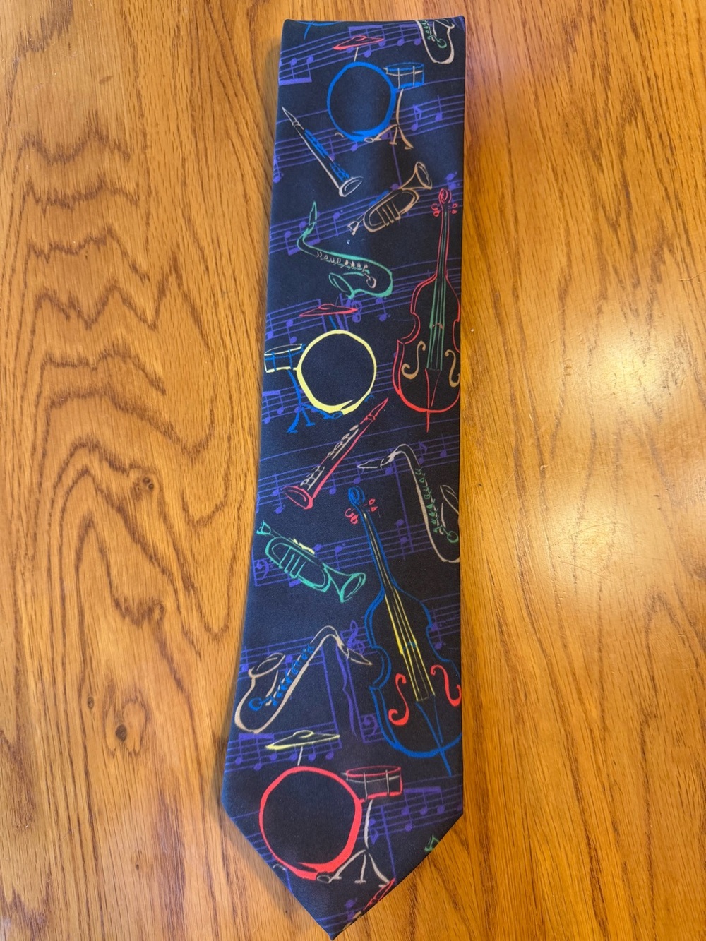 Ralph Marlin Navy Tie with Multicolor Musical Instruments - Picture 4 of 4